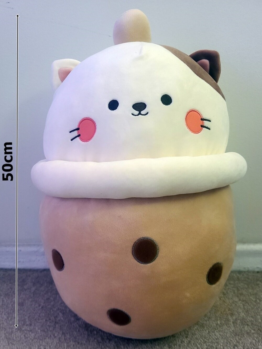 Boba Bubble Milk Tea Cat Kitten Plushie Plush Toy Pillow